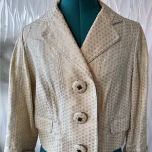 PER SE Cream Polka Dot Women's Jacket, sz. Small